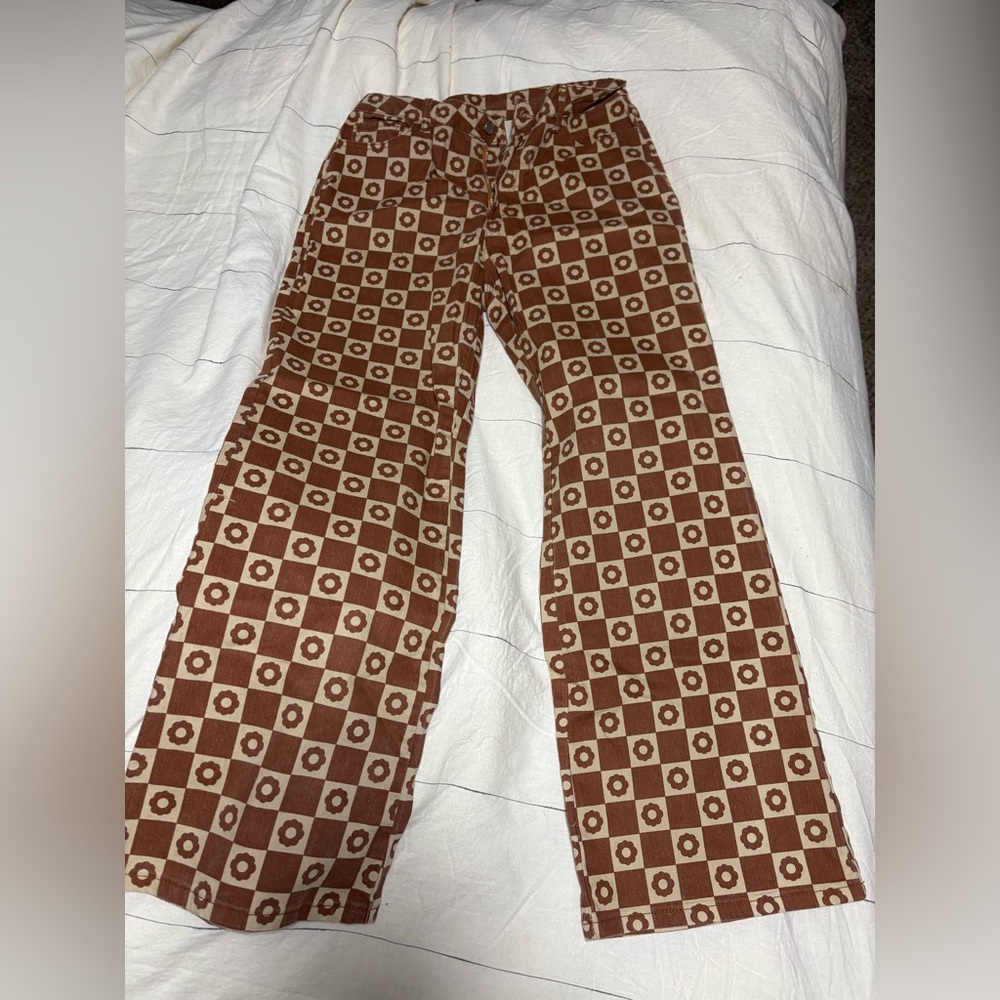 Checkered floral boutique jeans